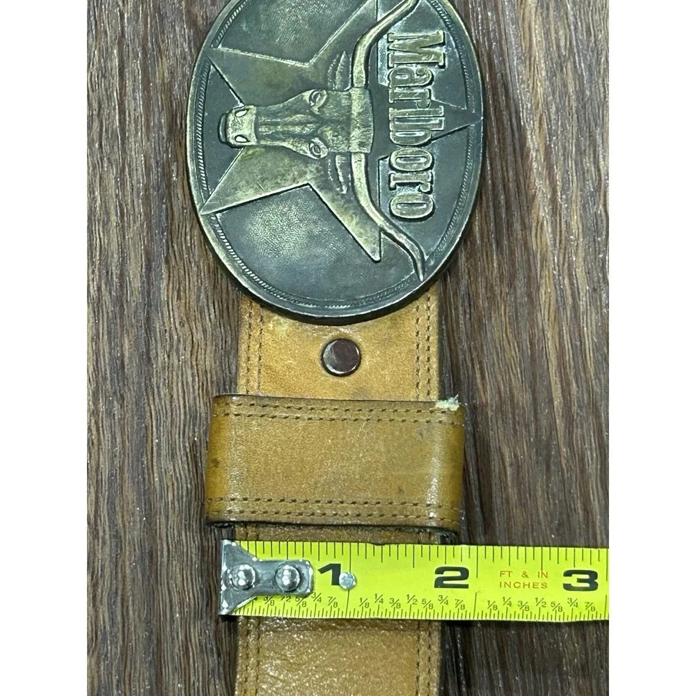 Vintage Marlboro 1987 Belt Buckle Solid Brass Philip Morris, Bechelli Lthr Belt - Picture 13 of 16